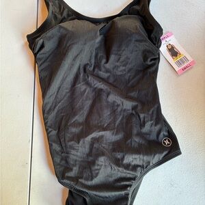 Black Ribbed One-Piece Swimsuit Hurley Brand size small NWT